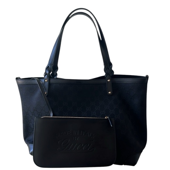 GUCCI Original GG Canvas and Leather Craft Original Tote with POUCH - Picture 3 of 16